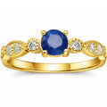0.50 Ct Round Blue Sapphire Prong 22k Gold Vermeil Dainty Engagement Ring by Fine Color Jewels