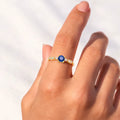 0.50 Ct Round Blue Sapphire Prong 22k Gold Vermeil Dainty Engagement Ring by Fine Color Jewels