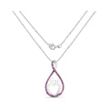 0.50 Ct Round Pink Lab Grown Ruby Prong Silver Mom Heart Pendant Necklace by Fine Color Jewels