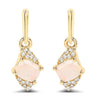 0.50 Ct White Opal & Diamond Prong 14K Yellow Gold Dangle Earrings
