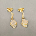 0.50 Ct White Opal & Diamond Prong 14K Yellow Gold Dangle Earrings by Fine Color Jewels