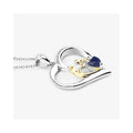 0.50 CTTW Heart Blue Sapphire Prong Silver Mom Pendant Necklace by Fine Color Jewels