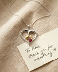 0.50 CTTW Heart Pink Ruby Prong Silver Mom Pendant Necklace by Fine Color Jewels