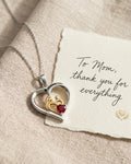 0.50 CTTW Heart Pink Ruby Prong Silver Mom Pendant Necklace by Fine Color Jewels