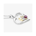 0.50 CTTW Heart Pink Ruby Prong Silver Mom Pendant Necklace by Fine Color Jewels