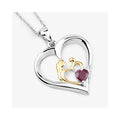 0.50 CTTW Heart Pink Ruby Prong Silver Mom Pendant Necklace by Fine Color Jewels