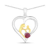 0.50 CTTW Heart Pink Ruby Prong Silver Mom Pendant Necklace