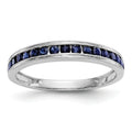 0.51 Ct Round Blue Sapphire Channel Set White Gold Eternity Band Ring by Fine Color Jewels