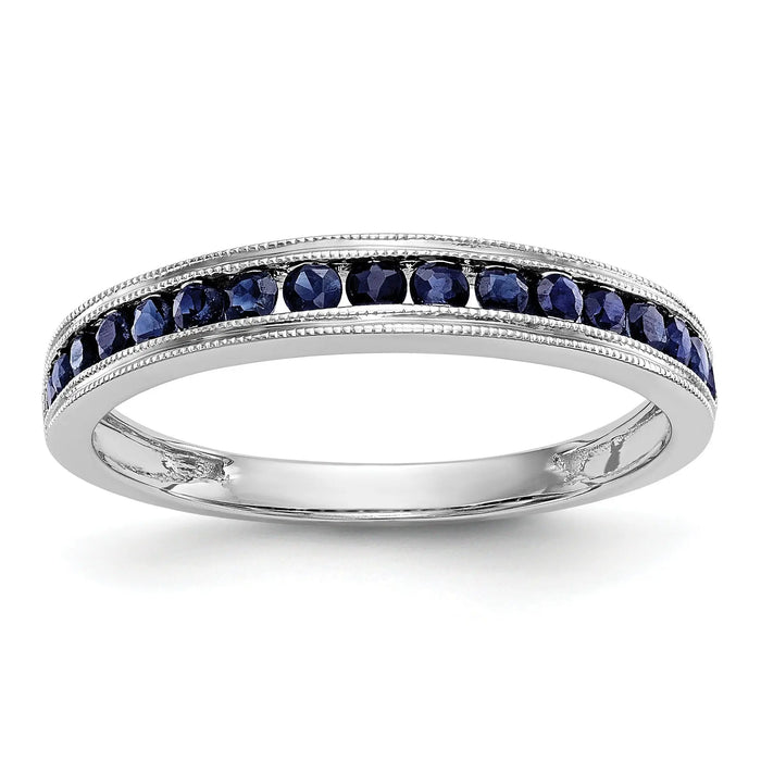 0.51 Ct Round Blue Sapphire Channel Set White Gold Eternity Band Ring by Fine Color Jewels