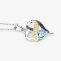 0.52 Ct Heart Swiss Blue Topaz Prong Silver Mom Pendant Necklace by Fine Color Jewels