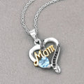 0.52 Ct Heart Swiss Blue Topaz Prong Silver Mom Pendant Necklace by Fine Color Jewels