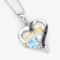 0.52 Ct Heart Swiss Blue Topaz Prong Silver Mom Pendant Necklace by Fine Color Jewels