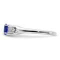 0.52 Ct Oval Blue Sapphire Prong Rhodium Plated Silver Cluster Ring by Fine Color Jewels