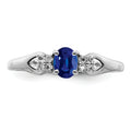 0.52 Ct Oval Blue Sapphire Prong Rhodium Plated Silver Cluster Ring by Fine Color Jewels