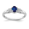 0.52 Ct Oval Blue Sapphire Prong Rhodium Plated Silver Cluster Ring