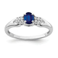 0.52 Ct Oval Blue Sapphire Prong Rhodium Plated Silver Cluster Ring by Fine Color Jewels
