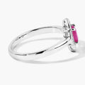 0.52 Ct Oval Pink Mozambique Ruby & Lab Diamond Prong Silver Floral Halo Ring by Fine Color Jewels