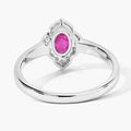 0.52 Ct Oval Pink Mozambique Ruby & Lab Diamond Prong Silver Floral Halo Ring by Fine Color Jewels