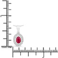 0.52 Ct Oval Pink Ruby and Lab Diamond Prong Silver Halo Pendant Necklace by Fine Color Jewels
