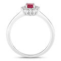 0.52 Ct Oval Pink Ruby Lab Diamond Prong Silver Halo Engagement Ring by Fine Color Jewels