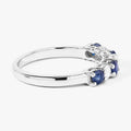 0.52 Ct Round Blue Sapphire Lab Diamond Prong Silver 7 Stone Half Eternity Ring by Fine Color Jewels