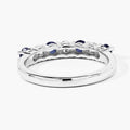 0.52 Ct Round Blue Sapphire Lab Diamond Prong Silver 7 Stone Half Eternity Ring by Fine Color Jewels