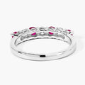 0.52 Ct Round Pink Mozambique Ruby and Lab Diamond Prong Silver 7 Stone Half Eternity Ring by Fine Color Jewels