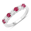 0.52 Ct Round Pink Mozambique Ruby and Lab Diamond Prong Silver 7 Stone Half Eternity Ring