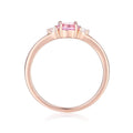0.53 Oval Pink Sapphire and White Sapphire Prong Silver Three Stone Ring by Fine Color Jewels