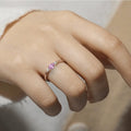 0.53 Oval Pink Sapphire and White Sapphire Prong Silver Three Stone Ring by Fine Color Jewels