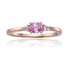 0.53 Oval Pink Sapphire and White Sapphire Prong Silver Three Stone Ring
