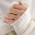 0.53 Oval Pink Sapphire and White Sapphire Prong Silver Three Stone Ring by Fine Color Jewels