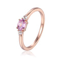 0.53 Oval Pink Sapphire and White Sapphire Prong Silver Three Stone Ring by Fine Color Jewels