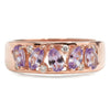 0.54 Ct Pear and Marquise Purple Amethyst and White Topaz Prong Silver Leaf Band Ring
