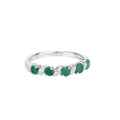 0.54 Ct Round Green Zambian Emerald and White Topaz Prong Silver 5 Stone Ring by Fine Color Jewels