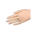 0.54 Ct Round Green Zambian Emerald and White Topaz Prong Silver 5 Stone Ring by Fine Color Jewels