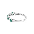 0.54 Ct Round Green Zambian Emerald and White Topaz Prong Silver 5 Stone Ring by Fine Color Jewels