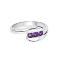 0.54 Ct Round Purple Amethyst Channel Silver Three Stone Bypass Ring by Fine Color Jewels