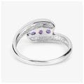0.54 Ct Round Purple Amethyst Channel Silver Three Stone Bypass Ring by Fine Color Jewels