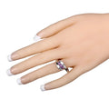 0.54 Ct Round Purple Amethyst Channel Silver Three Stone Bypass Ring by Fine Color Jewels