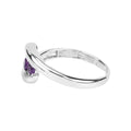 0.54 Ct Round Purple Amethyst Channel Silver Three Stone Bypass Ring by Fine Color Jewels