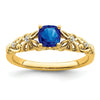 0.55 Ct Cushion Blue Sapphire & Diamond Prong 14K Yellow Gold Filigree Ring