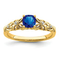 0.55 Ct Cushion Blue Sapphire & Diamond Prong 14K Yellow Gold Filigree Ring by Fine Color Jewels