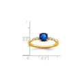 0.55 Ct Cushion Cut Blue Sapphire with Diamond 14k Yellow Gold Five Stone Ring by Fine Color Jewels