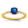 0.55 Ct Cushion Cut Blue Sapphire with Diamond 14k Yellow Gold Five Stone Ring