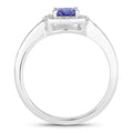 0.55 Ct Cushion Violet Tanzanite and Lab Diamond Prong Silver Halo Bridge Ring by Fine Color Jewels