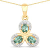 0.55 Ct Genuine Oval Alexandrite and Diamond 18K Yellow Gold Floral Pendant