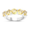 0.55 Ct Heart Yellow Citrine and White Topaz Prong Silver 5 Stone Ring