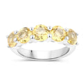 0.55 Ct Heart Yellow Citrine and White Topaz Prong Silver 5 Stone Ring by Fine Color Jewels