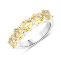 0.55 Ct Heart Yellow Citrine and White Topaz Prong Silver 5 Stone Ring by Fine Color Jewels